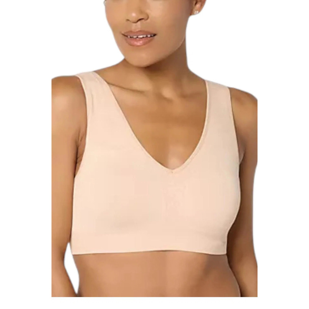 Breezies Women's Seamless Jacquard Back Smoothing Bra Sunbeige -